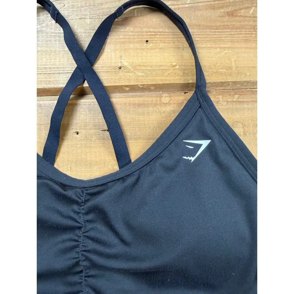 Gymshark Ruched Strappy Sports Bra Black Size Small Medium Support